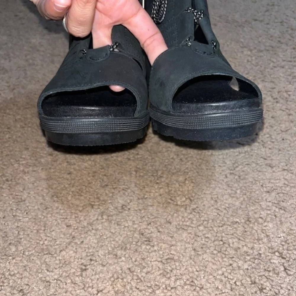 Sorel Joanie II‎ Lace Sandal Wedge Heel Black 9